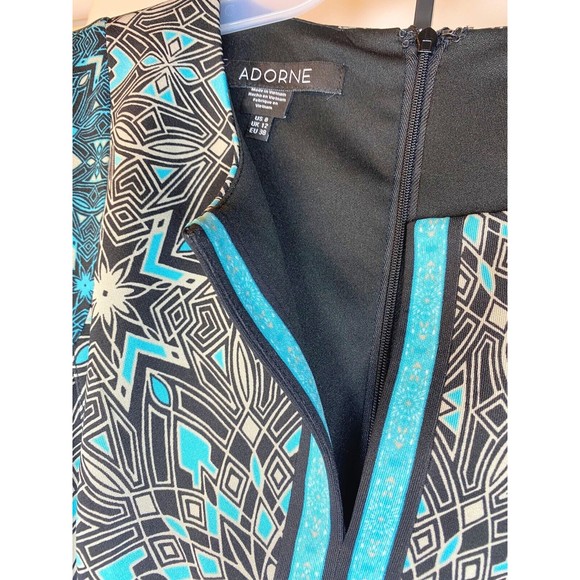 Adorne Women's Multicolor Polyester V-Neck Sleeveless Knee Length Dress Size 8 - Picture 7 of 16